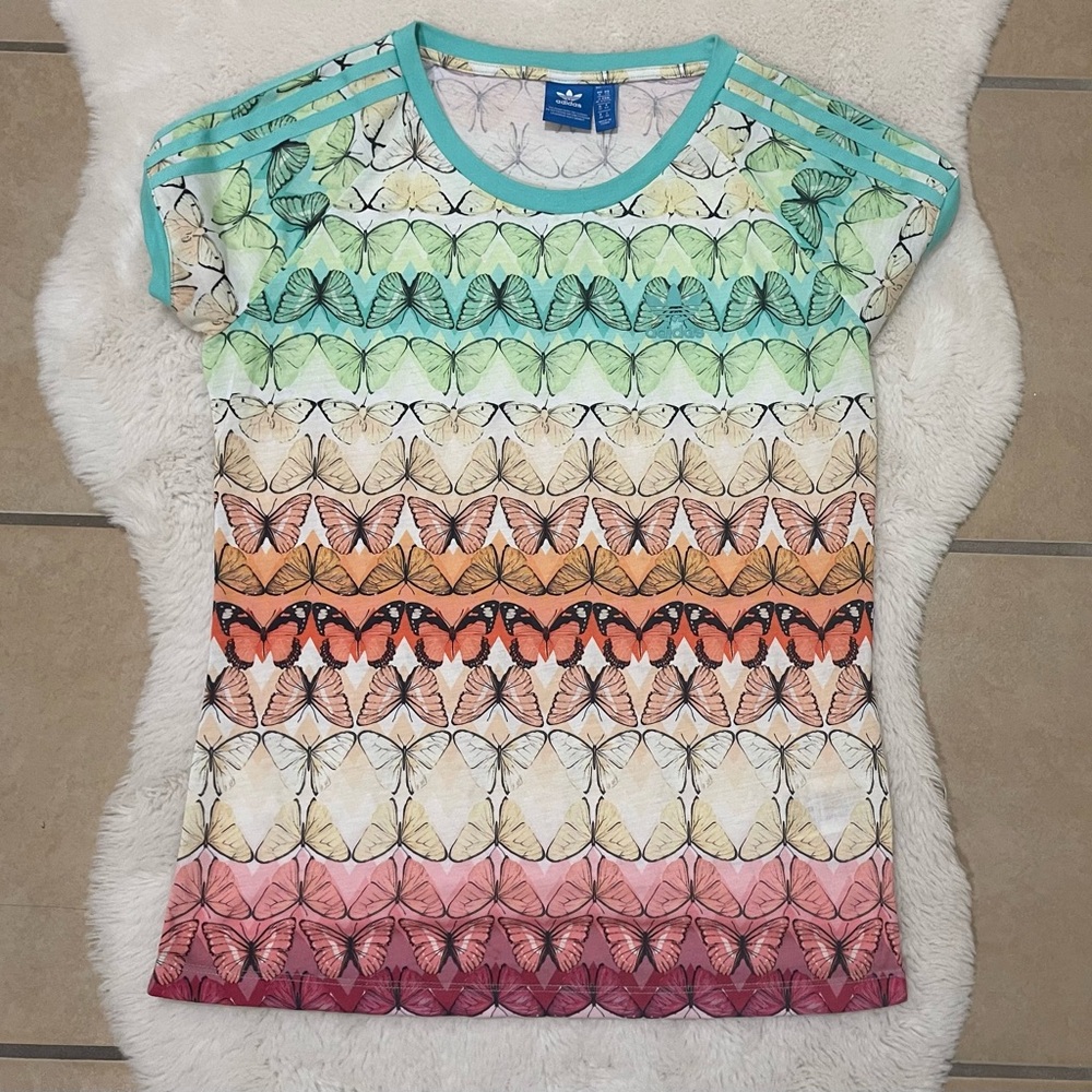Adidas Multicolor Butterfly Print T-Shirt